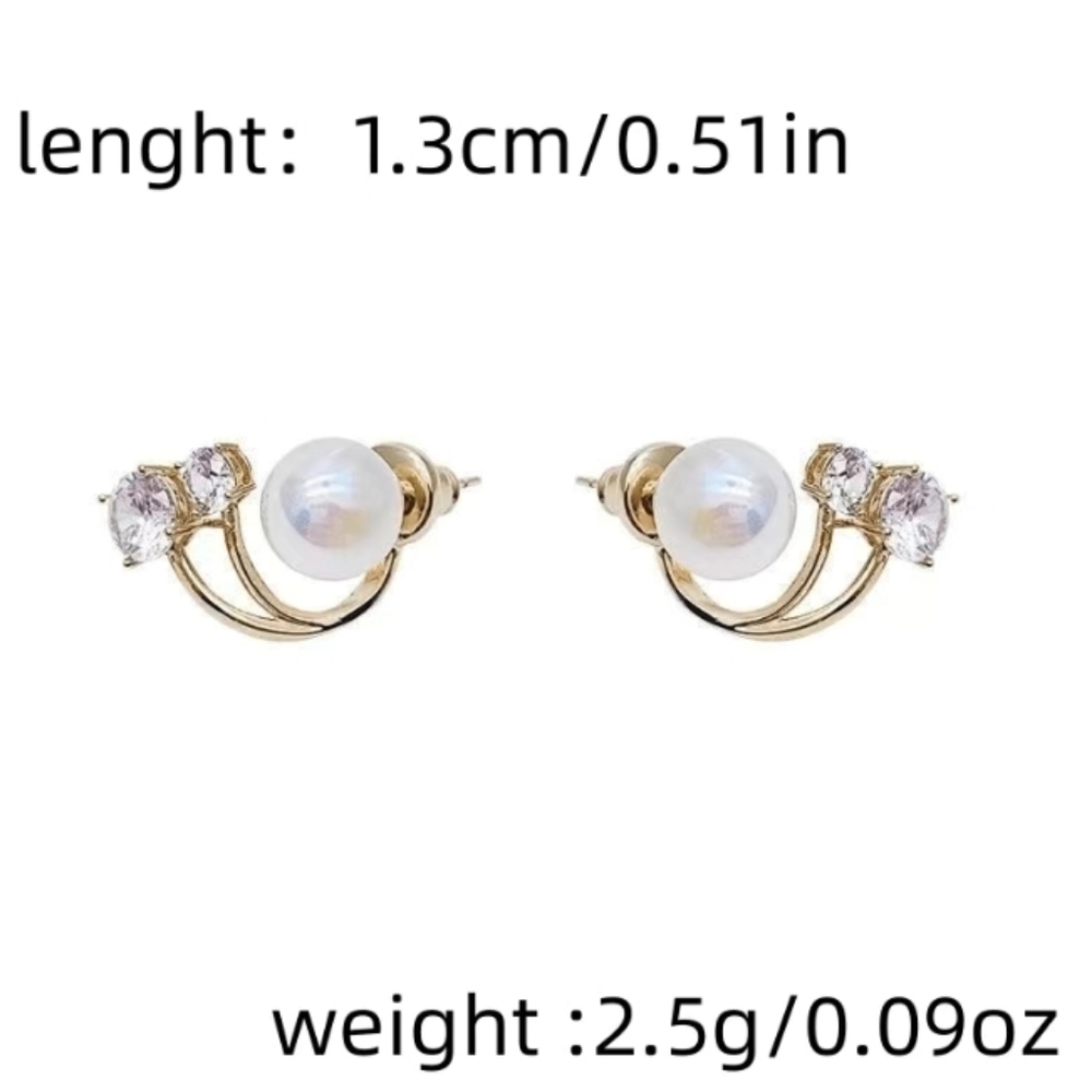 Rhinestone Pearl Earrings - Picture 5 of 6